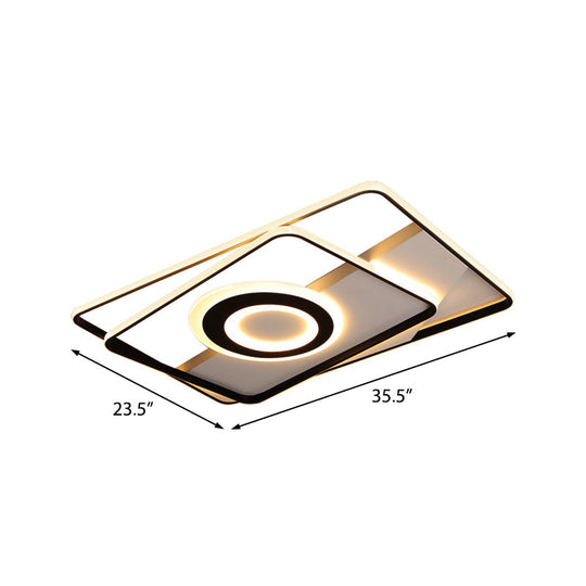 Minimalist Led Square Ceiling Flush Light - 16’/19.5’/23.5’/35.5’ Wide Warm/White