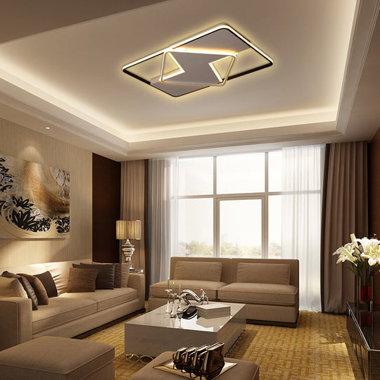 Modern Minimalist Led Ceiling Flush Light In Black/White - 16’/19.5’/23.5’/35.5’ W