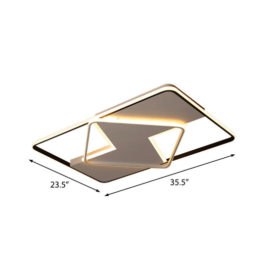 Modern Minimalist Led Ceiling Flush Light In Black/White - 16’/19.5’/23.5’/35.5’ W