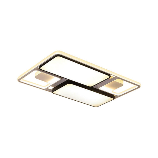 Contemporary Led Flush Mount Ceiling Light In Black/White 19.5/45 Wide