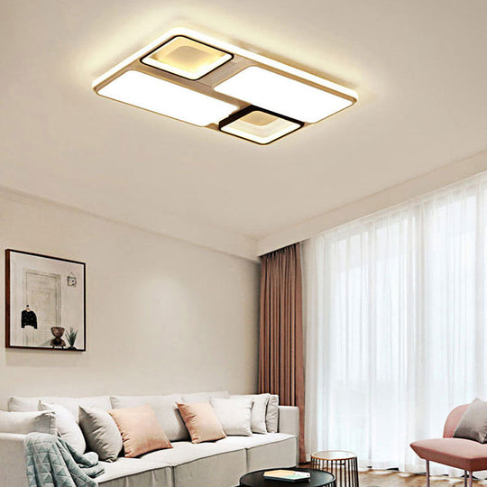 Contemporary Led Flush Mount Ceiling Light In Black/White 19.5/45 Wide