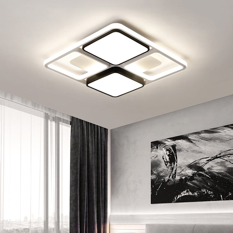 Contemporary Led Flush Mount Ceiling Light In Black/White 19.5’/45’ Wide Black / 19.5’