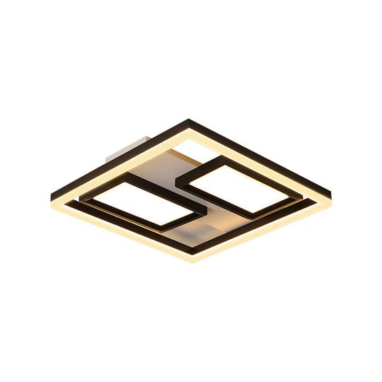 16’/19.5’/35.5’/43’ Wide Superthin Flush Light - Nordic Style Black Metal Led Ceiling (Warm/White)