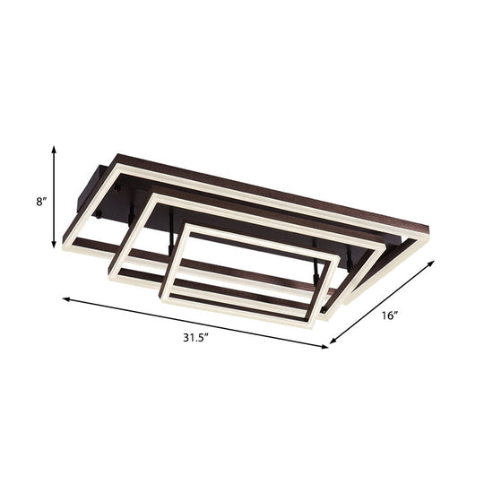 Modern Metallic Brown Semi Flush Mount Light In Warm/White/Neutral Tones