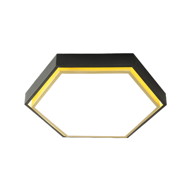 Nordic Hexagon Flushmount Metal Led Ceiling Light - Black/Green/Grey/White 16’/19.5’ Wide