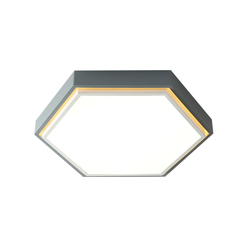 Nordic Hexagon Flushmount Metal Led Ceiling Light - Black/Green/Grey/White 16’/19.5’ Wide