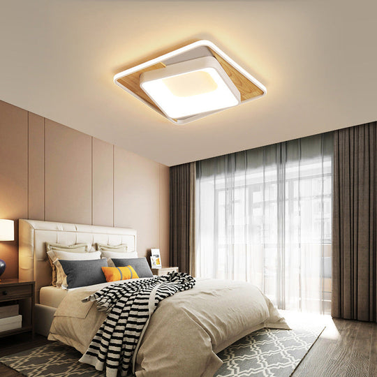 Sleek White Acrylic Led Ceiling Lamp For Bedroom Foyer - Modern Flush Mount / 16