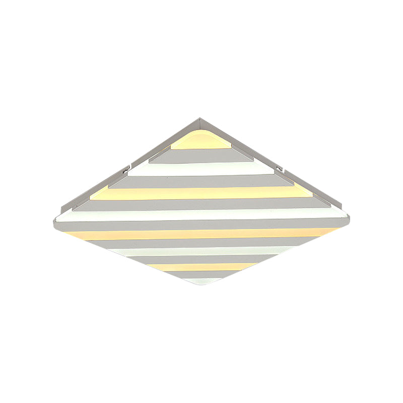 White Stripe Acrylic Flush Ceiling Light With Led Lamp For Dining Room