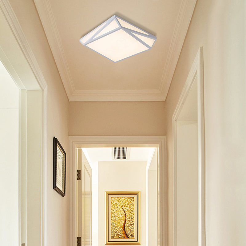 Modern Style Led Ceiling Fixture - White Rectangle Mount Light For Office & Restaurant Use / 18 Warm