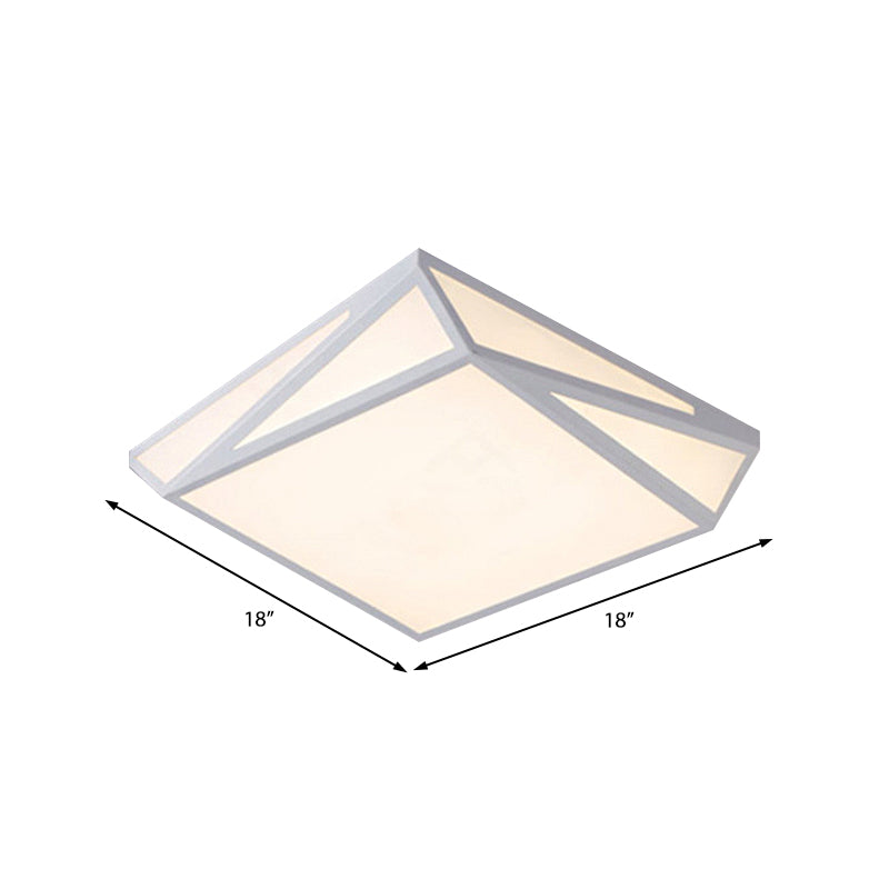 Modern Style Led Ceiling Fixture - White Rectangle Mount Light For Office & Restaurant Use