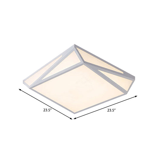 Modern Style Led Ceiling Fixture - White Rectangle Mount Light For Office & Restaurant Use