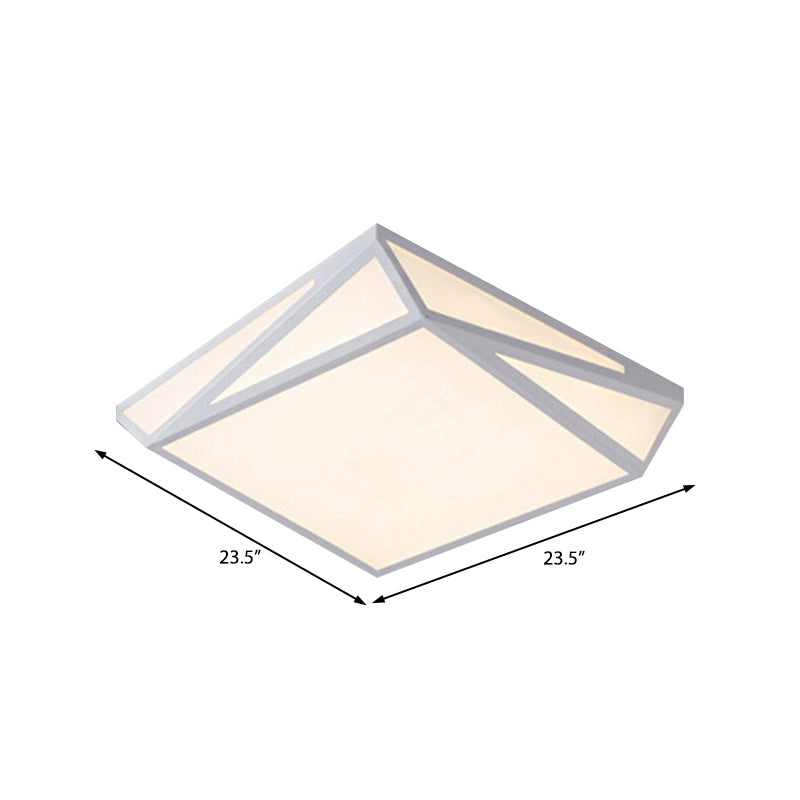Modern Style Led Ceiling Fixture - White Rectangle Mount Light For Office & Restaurant Use