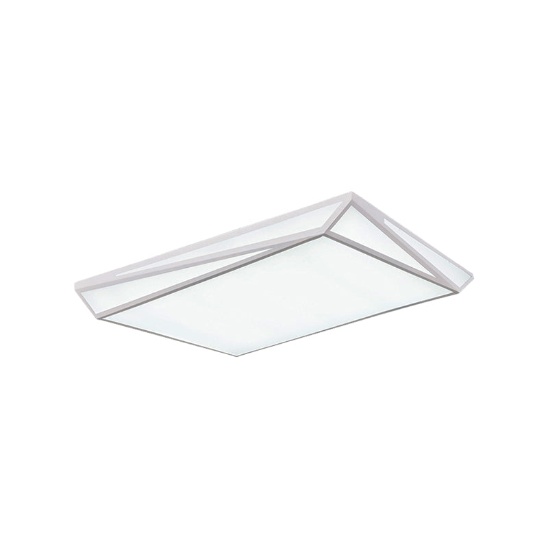 Modern Style Led Ceiling Fixture - White Rectangle Mount Light For Office & Restaurant Use