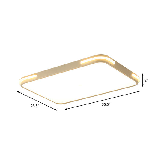 Modern Slim Acrylic Led Ceiling Light Fixture - White Hotel Grade Rectangle Flush Mount