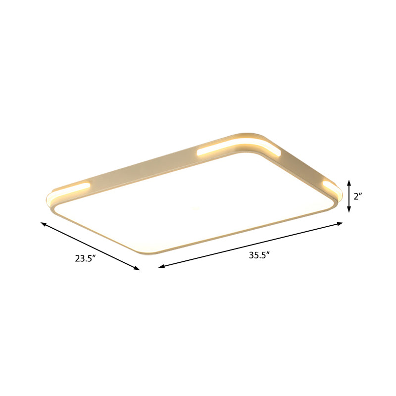 Modern Slim Acrylic Led Ceiling Light Fixture - White Hotel Grade Rectangle Flush Mount