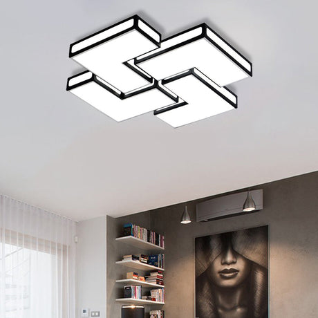 Contemporary Acrylic Led Flushmount For Adult Bedroom In White/Black Black / 25.5 Warm