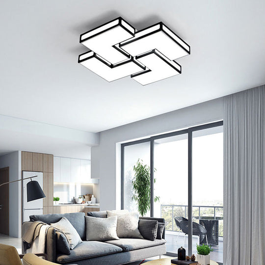 Contemporary Acrylic Led Flushmount For Adult Bedroom In White/Black