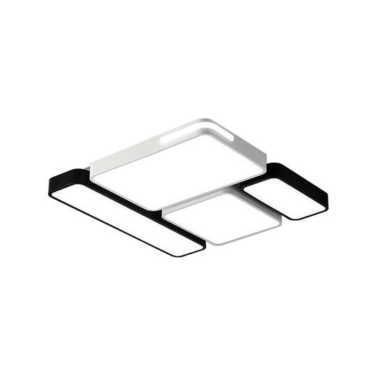 Sleek Rectangular Led Ceiling Light - Acrylic Slim Design In Black/White Ideal For Study Room