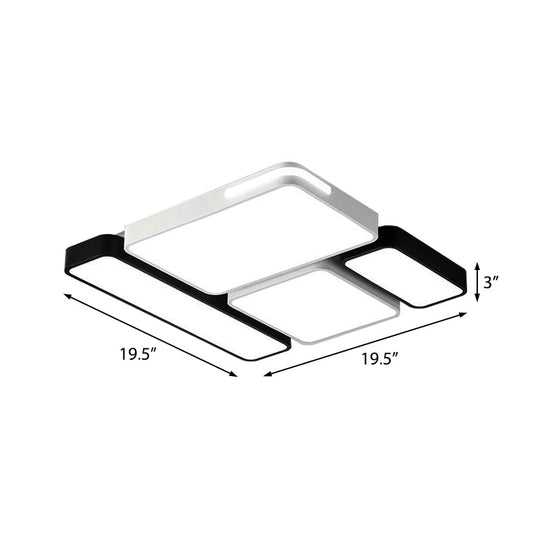Sleek Rectangular Led Ceiling Light - Acrylic Slim Design In Black/White Ideal For Study Room