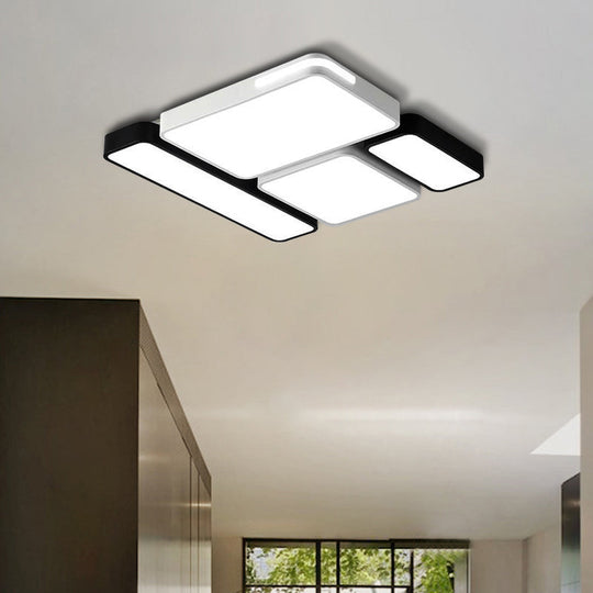 Sleek Rectangular Led Ceiling Light - Acrylic Slim Design In Black/White Ideal For Study Room White