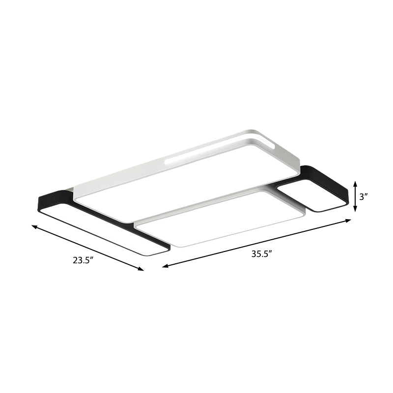 Sleek Rectangular Led Ceiling Light - Acrylic Slim Design In Black/White Ideal For Study Room