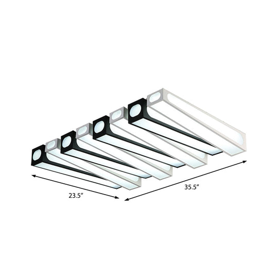 Contemporary Led Linear Flush Mount Ceiling Light In Black And White For Foyer
