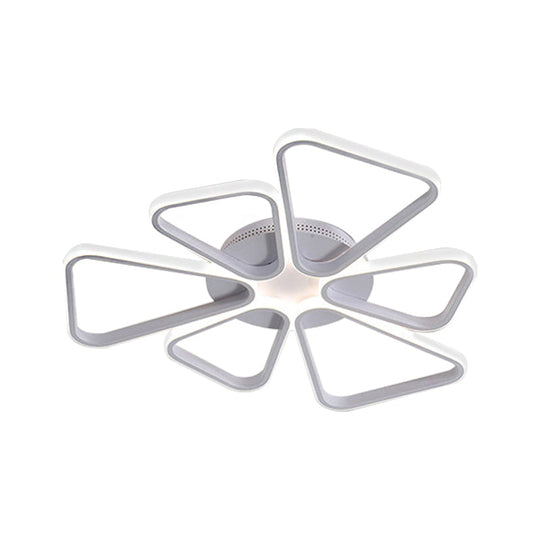 Floral Shape Acrylic Led Ceiling Light In Simple Brown/White For Child Room - Warm/White Lighting