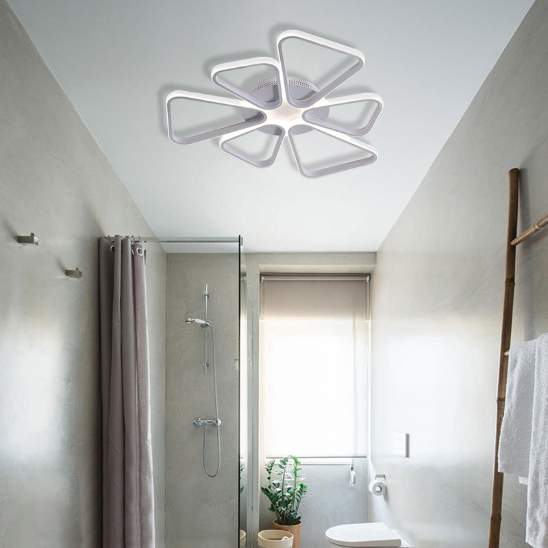 Floral Shape Acrylic Led Ceiling Light In Simple Brown/White For Child Room - Warm/White Lighting