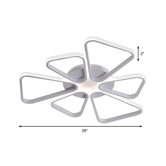 Floral Shape Acrylic Led Ceiling Light In Simple Brown/White For Child Room - Warm/White Lighting