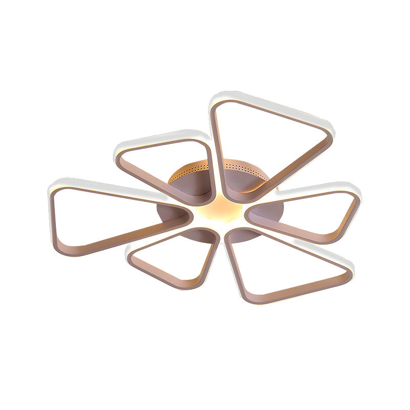 Floral Shape Acrylic Led Ceiling Light In Simple Brown/White For Child Room - Warm/White Lighting