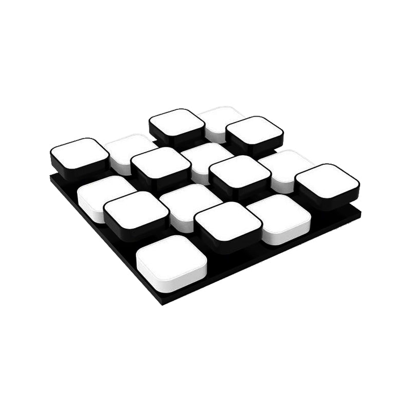 Modern Led Ceiling Mount Light - Square Kitchen Bedroom Lamp (4/6/9/12/16/20 Heads) In Black