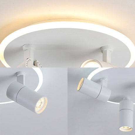 Rotatable Metal 4-Head Flush Mount Light With Warm/White Lighting - Ideal For Hallway And Office