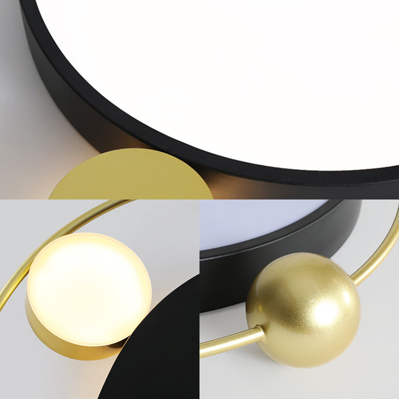 Modern Vintage Metal Flushmount Led Lighting In Warm Light With Diffuser - Square/Round Black/White