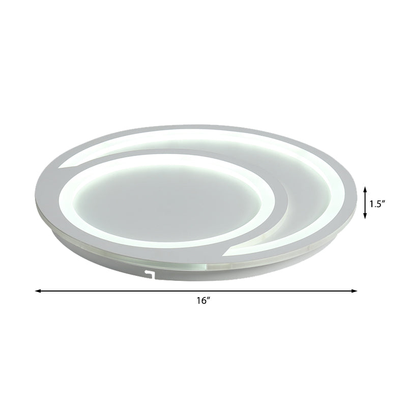 Modern White Ripple Flushmount Led Light Simple Metal Design 16/19.5/23.5 Wide