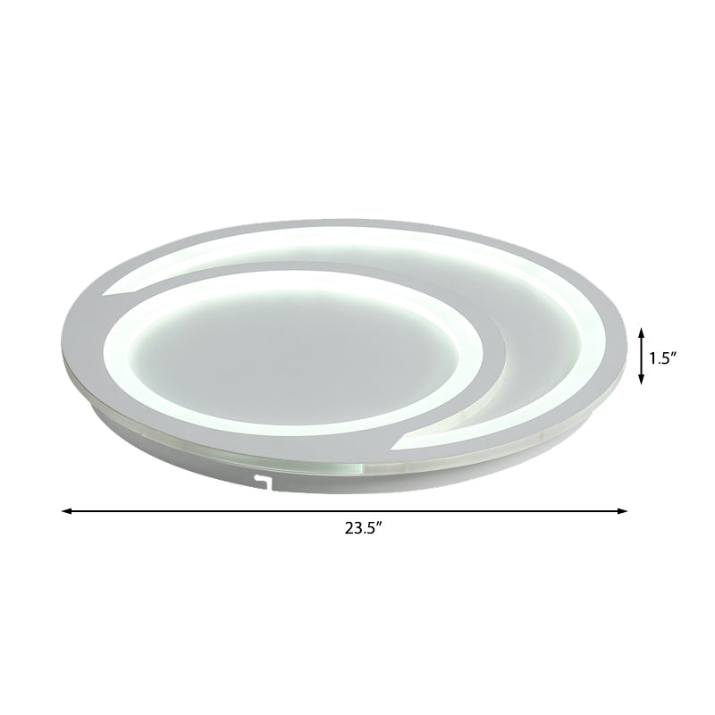 Modern White Ripple Flushmount Led Light Simple Metal Design 16’/19.5’/23.5’ Wide
