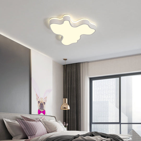 Abstract Flush Light - 16’/19.5’/23.5’ Width Black/White Shade Led Contemporary Mount In