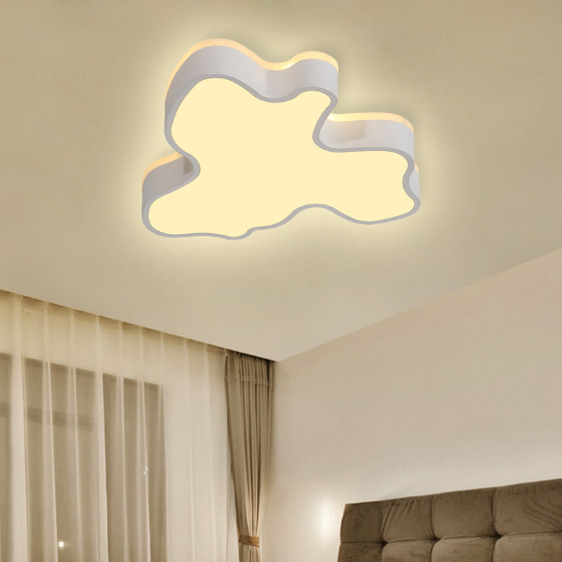 Abstract Flush Light - 16/19.5/23.5 Width Black/White Shade Led Contemporary Mount In Warm/White