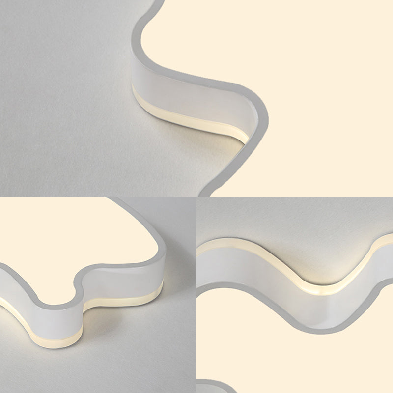 Abstract Flush Light - 16/19.5/23.5 Width Black/White Shade Led Contemporary Mount In Warm/White