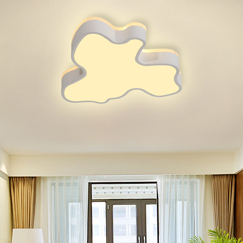 Abstract Flush Light - 16/19.5/23.5 Width Black/White Shade Led Contemporary Mount In Warm/White