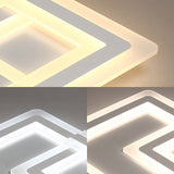 Nordic Square Led Flush Mount Lamp - Multiple Sizes Metal & Acrylic White Ceiling Light In