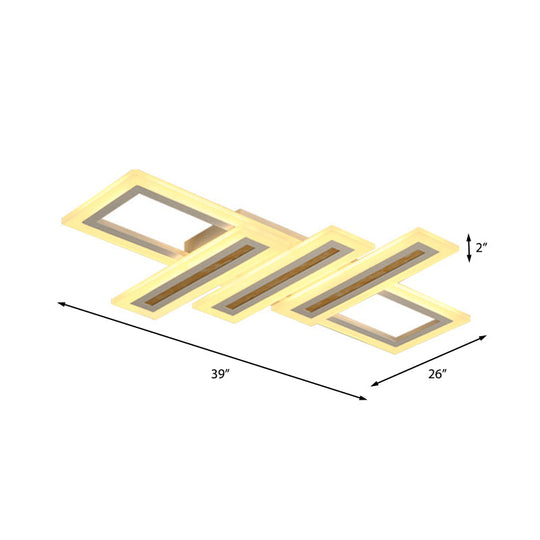 Led Linear Ceiling Lighting - Metal White Flush Mount Light Diffuser Included Multiple Sizes