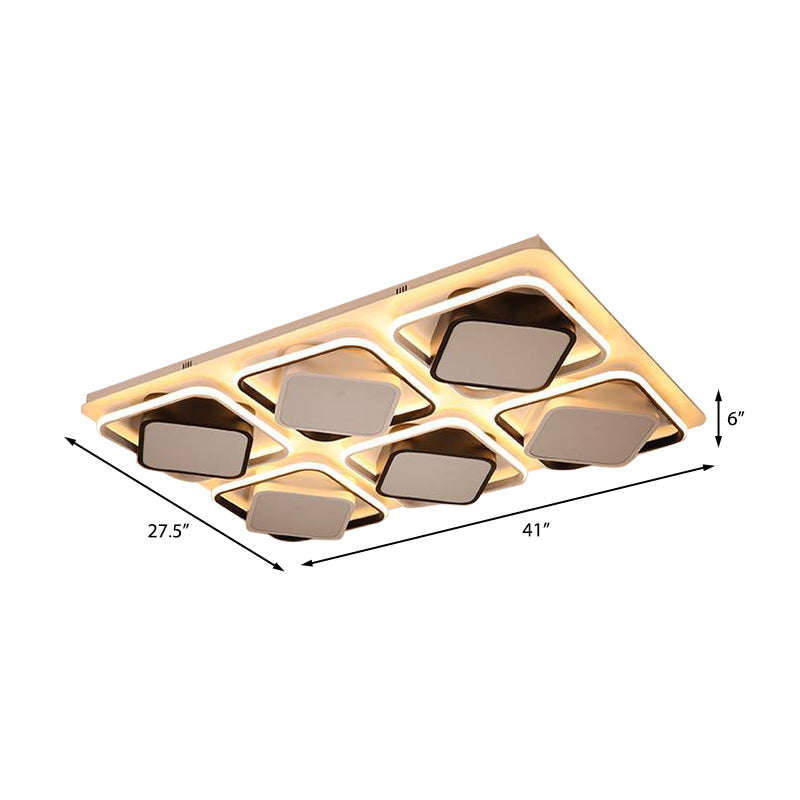 Modern Black & White Cube Led Flushmount Ceiling Light In 27.5’/41’ Sizes