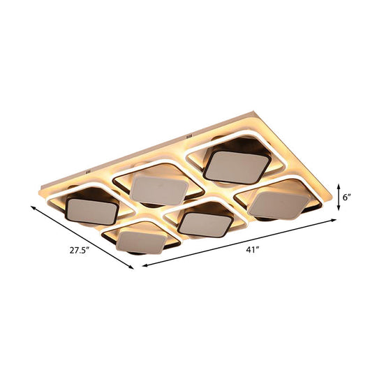 Modern Black & White Cube Led Flushmount Ceiling Light In 27.5/41 Sizes