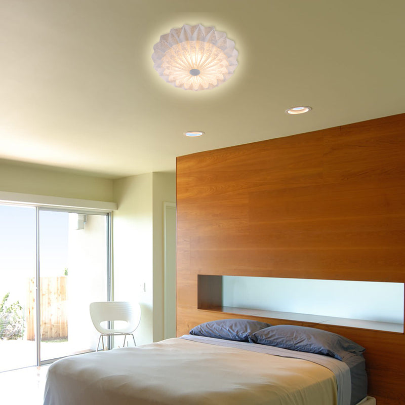 Modern White Acrylic Flush Mount Led Light With Dome Shade - 21’/26’ Wide