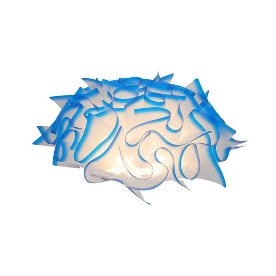 Contemporary Acrylic Flush Ceiling Lamp With Led Light Fixture - Blue/Brown/Orange