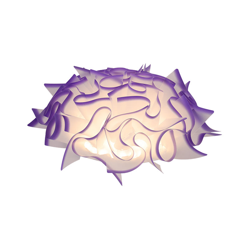 Contemporary Acrylic Flush Ceiling Lamp With Led Light Fixture - Blue/Brown/Orange