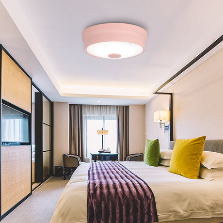 Macaron Drum Ceiling Flush Light In Metal With Led Ideal For Kids Room Available Various Colors