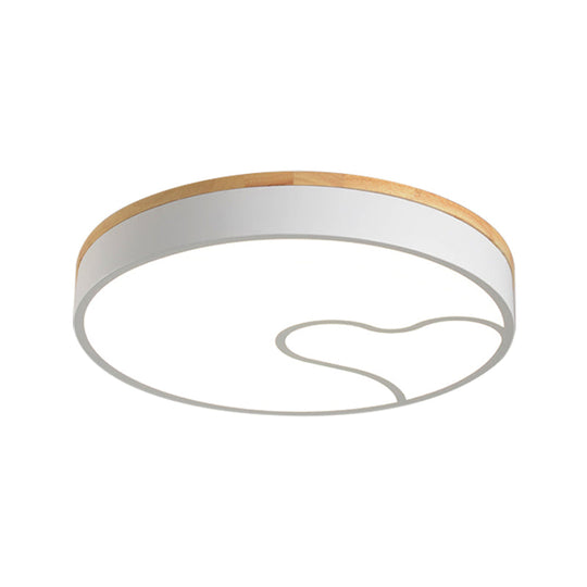 Nordic Led Flush Light With Metal Round Shade - Green/Grey/White Ceiling Lamp In Warm/White