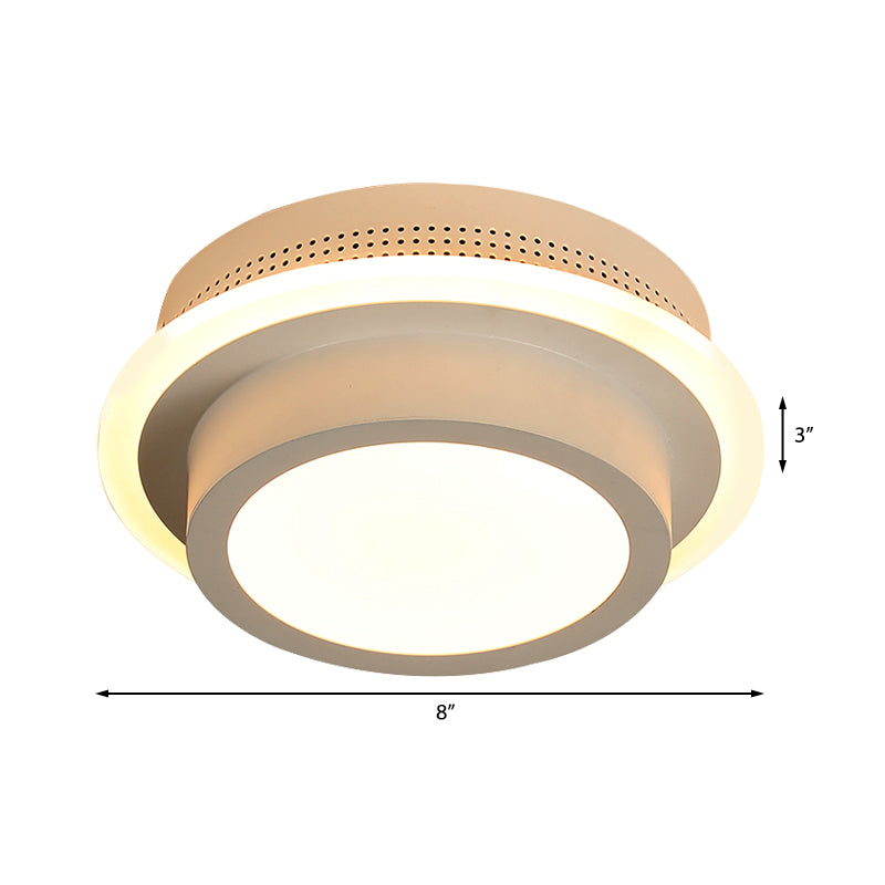 Modern Led Flush Ceiling Lamp In Black/White - Round Square Or Triangle Acrylic Design For Corridor
