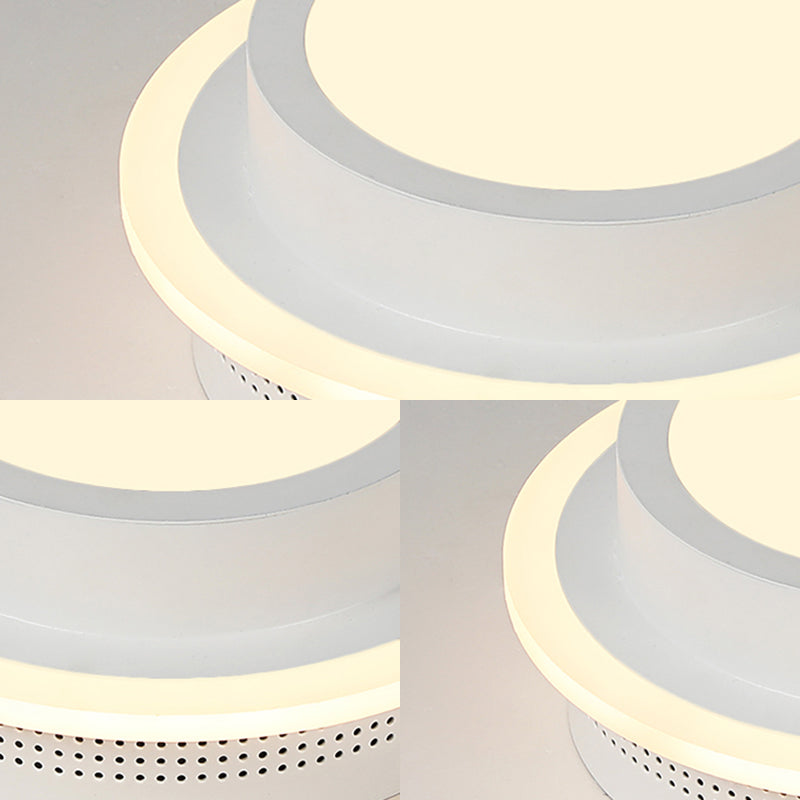 Modern Led Flush Ceiling Lamp In Black/White - Round Square Or Triangle Acrylic Design For Corridor